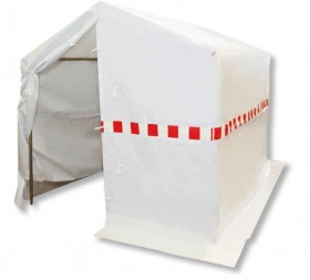 Wireman's tent made of PVC with high-angle sides